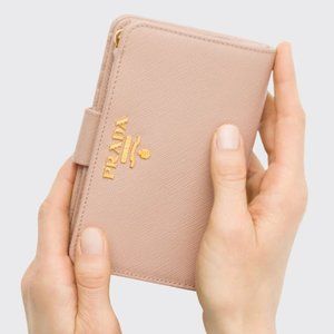 PRADA Tab Wallet - Pink Saffiano Leather Medium